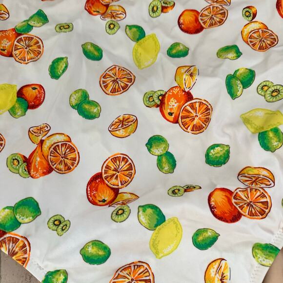 J. Crew L Fruit Print Lemon Kiwi Orange Lime Swimsuit One Piece White Beach Pool - Picture 14 of 14